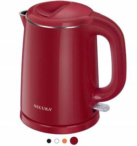 lot 40388 image: Secura Stainless Steel Double Wall Electric Kettle Water Heater for Tea Coffee wAuto Shut-Off and Boil-Dry Protection, 1.0L (Red)