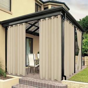 lot 40389 image: BONZER Waterproof Outdoor Curtains for Patio Porch Pergola Cabana Sunlight Blocking Privacy Grommet Indoor Curtain Panels for Bedroom Living Room, 1 Panel, 84W x 84L inch, Cream