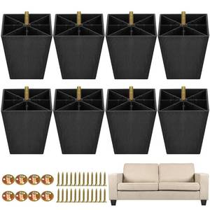 lot 40395 image: TURSTIN 8 Pack 4 Inch Furniture Legs Plastic Sofa Coach Legs Square Tapered Feet Sofa Legs with T-Nuts Screws for Legs Sofas Chairs Cabinets Dressers Beds, Black