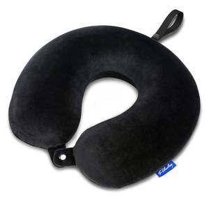 lot 40398 image: Fabuday Memory Foam Travel Pillows for Airplanes - Neck Pillow for Traveling with Attachable Snap Strap Soft Washable Cover, Flight Pillow for Sleeping, Car, Home, Office, Black