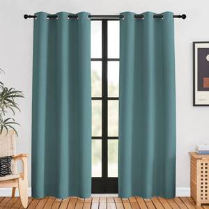 lot 40399 image: NICETOWN Modern Blackout Curtains Noise Reducing, Greyish Blue, 2 Panels, W42 x L80 -Inch, Thermal Insulated and Privacy Room Darkening Drape Panels for Boys Guest Room Door Window