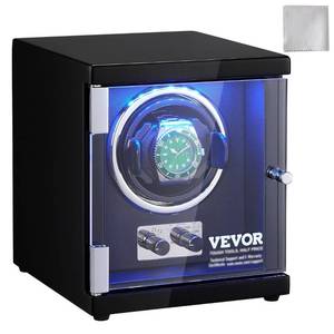 lot 40405 image: VEVOR Watch Winder, Rotating Watch Box for High-End Automatic Watches, Single Watch Winder Case with Quiet Japanese Motor, LED Light, Adjustable Direction and Speed, Multi Modes