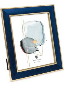 lot 40413 image: Isaac Jacobs Velvet Picture Frame with Metallic Gold Double Border, Photo Frame, Horizontal & Vertical, Made for Tabletop & Wall Display, for Home and Office (8x10, Navy)