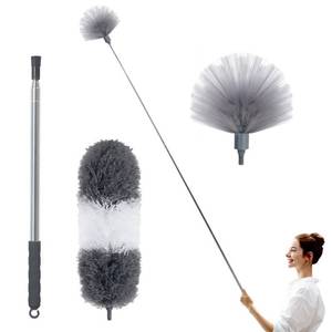 lot 40434 image: BOOMJOY Microfiber Feather Duster and Cobweb Duster, Bendable Duster with 100 inches Extension Pole, Washable Dusters for Ceiling Fan, High Ceiling, Blinds, Cobweb, Furniture, Cars