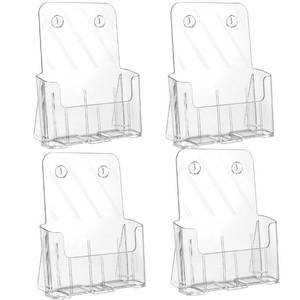 lot 40437 image: KTRIO Acrylic Brochure Holder 8.5 x 11 inch, Plastic Acrylic Literature Holders Clear Flyer Holder Rack Card Holder, Magazine, Pamphlet, Booklet Display Stand Trifold Holder Desk or Wall Mount 4 Pack