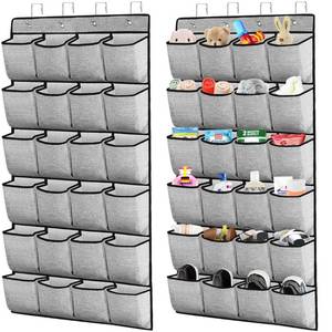 lot 40444 image: homyfort 2 Pack Over the Door Shoe Organizer, Hanging Shoe Rack Storage Holder with 48 Large Pockets for Closet Door (White)