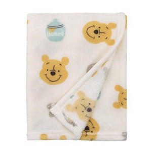 lot 40446 image: Disney Winnie The Pooh - Ivory, Yellow and Aqua Super Soft Plush Baby Blanket
