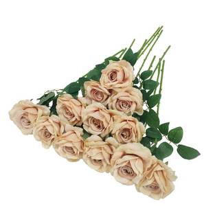 lot 40450 image: ATFL Champagne Flowers,12 Pcs Fall Silk Champagne Roses - Flower Diameter 4 ,Artificial Roses with Stems for Wedding Decorations (Fall Champagne)