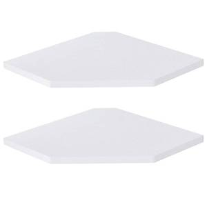 lot 40451 image: Corner Shelf Wall Mount, Corner Floating Shelves, Set of 2 Corner Wall Shelf Organizer, Rustic Wood Wall Storage Display Shelves for Living Room Bedroom Bathroom Kitchen, Rustic White