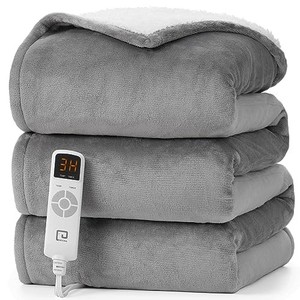 lot 40462 image: EHEYCIGA Heated Blanket Electric Blanket Throw - Heating Blanket with 6 Heating Levels & 10 Hours Auto Off, Soft Cozy Sherpa Washable Blanket with Fast Heating, 50 x 60 Inches, Grey