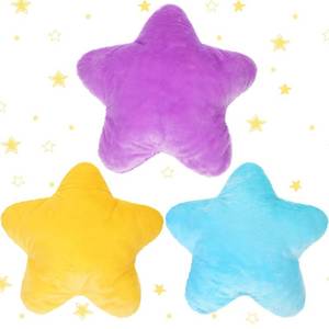 lot 40464 image: 3 Pack Star Shaped Plush Pillow Stuffed Cushion Decorative Throw Pillow Star Pillow Aesthetic Fun Star Shaped Pillow Blue Violet Yellow Star Pillow for Bedroom Room Bed 15.75 x 15.75 Inch (Solid)
