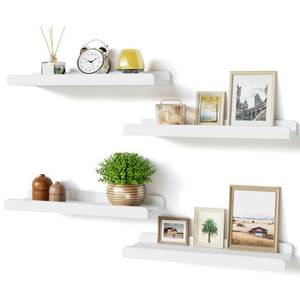 lot 40466 image: Love-KANKEI White Floating Shelves for Wall Set of 4, Wood Wall Shelves with Lip,15.6 Inch Rustic Hanging Shelves for Bedroom Bathroom Living Room Kitchen Nursery Display