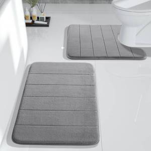 lot 40478 image: Yimobra Memory Foam Bath Mat Set, 2 Piece Soft Rugs,17x24 and 24x20.4 U-Shaped, Toilet rug, Water Absorption, Non Slip, Thick, Dry Fast for Bathroom Floor Mat, Grey