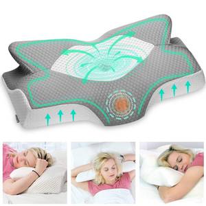 lot 40479 image: Elviros Cervical Memory Foam Pillow, Contour Pillows for Neck and Shoulder Pain, Ergonomic Orthopedic Sleeping Neck Contoured Support Pillow for Side Sleepers, Back and Stomach Sleepers (Grey)