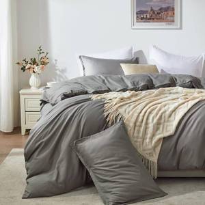 lot 40481 image: Cosybay Grey Duvet Cover Queen Size- Soft Queen Duvet Cover Set, 3 PCS- 1 Duvet Cover (90x90) with Zipper Closure and 2 Pillow Shams- Machine Washable