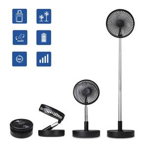 lot 40484 image: Primevolve Battery Operated Portable Standing Fan, Rechargeable USB Personal Floor Fan with Adjustable Height Black