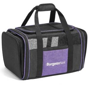 lot 40521 image: BurgeonNest Cat Dog Carrier for Medium Cats Puppies Under 20 lbs, Airline Approved Expandable Soft-Sided Pet Carrier, with Removable Fleece Pad and Pockets, for CatsPuppy and Small Animals
