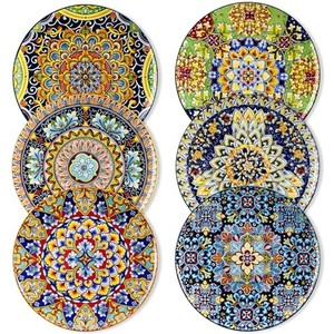 lot 40535 image: vancasso Dinner Plates Set of 6-10.5 Inch Ceramic Plates, Microwave, Oven and Dishwasher Safe, Colorful Bohemian Style Dishes for Kitchen