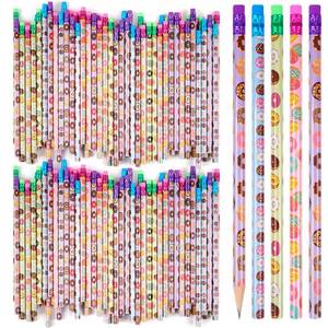 lot 40547 image: 200 Pieces Donut Themed Pencils Cylinder Wood Pencils with Various Donut Element 4 Style Assorted Kids Pencils Girls Birthday Present Party Supplies Student Carnival Prize School Office Supply (200)