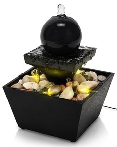 lot 40552 image: Zen Decor Desk Fountain - Tranquil Tabletop Water Feature with Customizable Stone Basins - Sleek Design for Meditation & Zen Atmosphere - Ideal for Holistic Living, Meditation, and Office Spaces