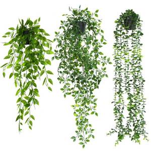 lot 40553 image: ELTNEGSA Fake Hanging Plants 3 Pack Artificial Hanging Plants Potted Greenery Faux Eucalyptus Vine Mandala Vine Pea Pod for Home Room Wall Office Shelf Indoor Outdoor Bathroom Decor