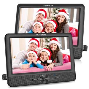 lot 29972 image: FANGOR 10 Dual Car DVD Player Portable Headrest CD Players with 2 Mounting Brackets, 5 Hours Rechargeable Battery, Last Memory, Free Regions, USBSD Card Reader, AV Out&ampin (1 Player  1 Screen)