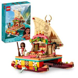 lot 29980 image: LEGO Disney Princess Moanas Wayfinding Boat Building Toy 43210 Disney Princess Toy Set with Moana and Sina Mini-Dolls, Dolphin Figure, Disney-Inspired Pretend Play Toy for Kids Boys Girls Ages 6
