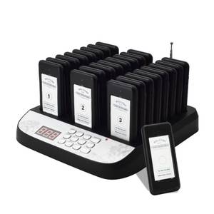 lot 29985 image: $$ Restaurant Pager System 24 Buzzers Social Distancing Buzzer Wireless Calling Guest Waitin with Vibration, Flashing and Buzzer for Restaurant Food Truck Hospital Clinic Church Cafe Shop. Retail $130.00