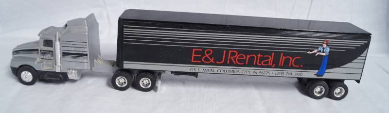 lot 7286 image: ERTL - Die Cast Replica Kenworth T600A 1219G - 1990 - E&J Rental, Inc. Trailer -  Ed & Judy - 9200 8812