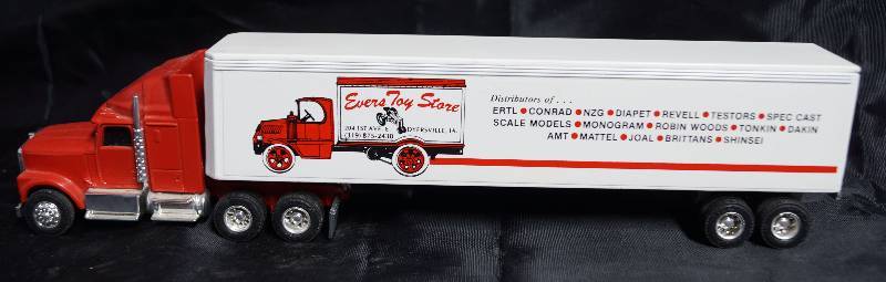lot 2246 image: ERTL - Die Cast Replica - International Navistar Semi Truck w Trailer - Evers Toy Store - AWESOME FIND