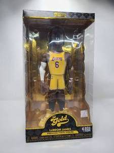 lot 38 image: New In Box Funko Gold LeBron James Los Angeles Lakers Premium Vinyl Figure 12 Inches