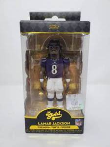 lot 39 image: New In Box Funko Gold Lamar Jackson Baltimore Ravens Premium Vinyl Figure 6 Inches