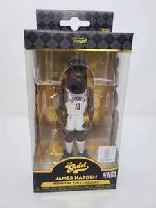 lot 46 image: New In Box Funko Gold James Harden Brooklyn Nets Premium Vinyl Figure 6 Inches