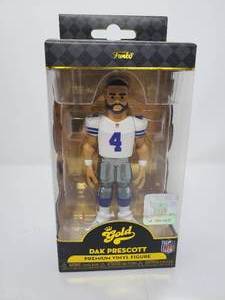 lot 73 image: New In Box Funko Gold Dak Prescott Dallas Cowboys Premium Vinyl Figure 6 Inches