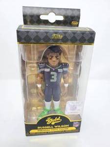 lot 74 image: New In Box Funko Gold Russell Wilson Premium Vinyl Figure 6 Inches