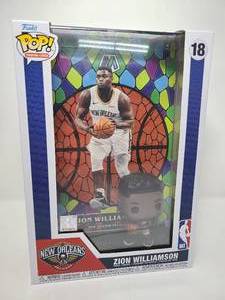 lot 60 image: New In Box Funko Pop Zion Williamson with Prizm Stained Glass Giant Basketball Card &  Premium Vinyl Figure
