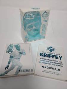 lot 136 image: Collection of Five Ken Griffey Jr 22KT Gold Baseball Cards New In Box
