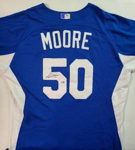 lot 9 image: Signed Adam Moore #50 Kansas City Royals Jersey with Major League Baseball MLB Authentication - Spring Training Signing