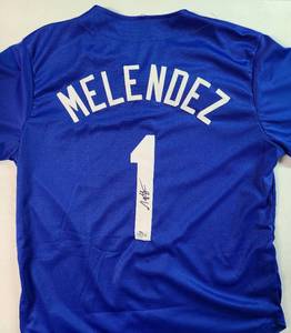 lot 14 image: Signed MJ Melendez #1 Kansas City Royals Jersey with Beckett Witnessed Authentication