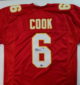 lot 15 image: Signed Brian Cook #6 Kansas City Chiefs Jersey with Beckett Witnessed Authentication