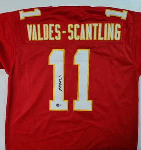 lot 17 image: Signed Marquez Valdes-Scantling #11 Kansas City Chiefs Jersey with Beckett Witnessed Authentication
