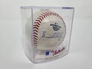 lot 21 image: Signed Brad Keller Opening Day Game Used Baseball With JSA James Spence Authentication