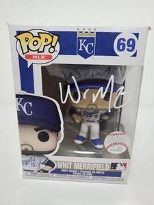lot 24 image: Signed Whit Merrifield Funko Pop Kansas City Royals #69 with James Spence Authentication