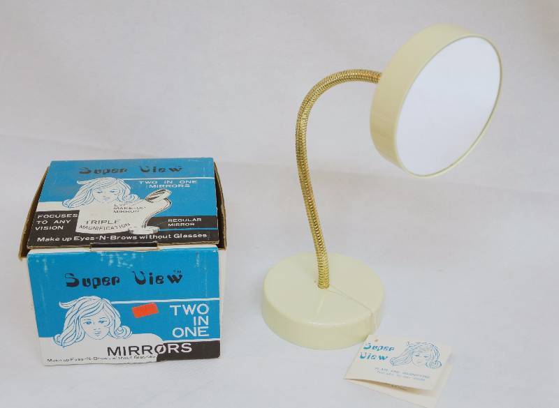 lot 4119 image: VINTAGE - Super View Mirror Set - Two Mirrors in One Brand new in the original box NICE Circa 1975