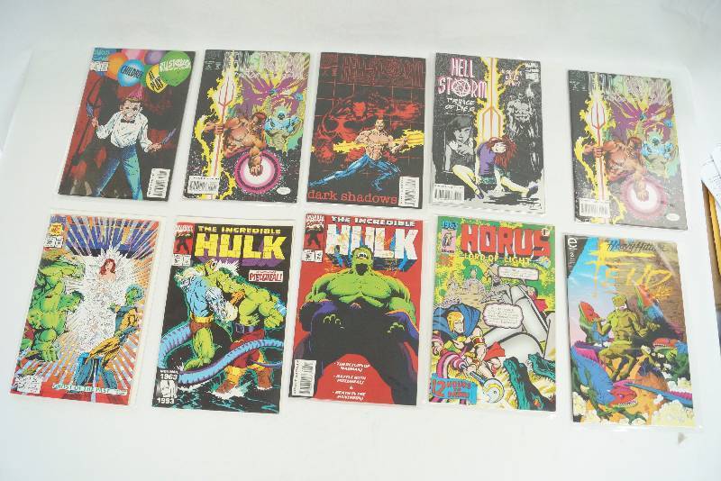 lot 2138 image: Lot of 10 Comic Books Marvel  DC Comics  Various - Hell Storm, HULK, Horus and more
