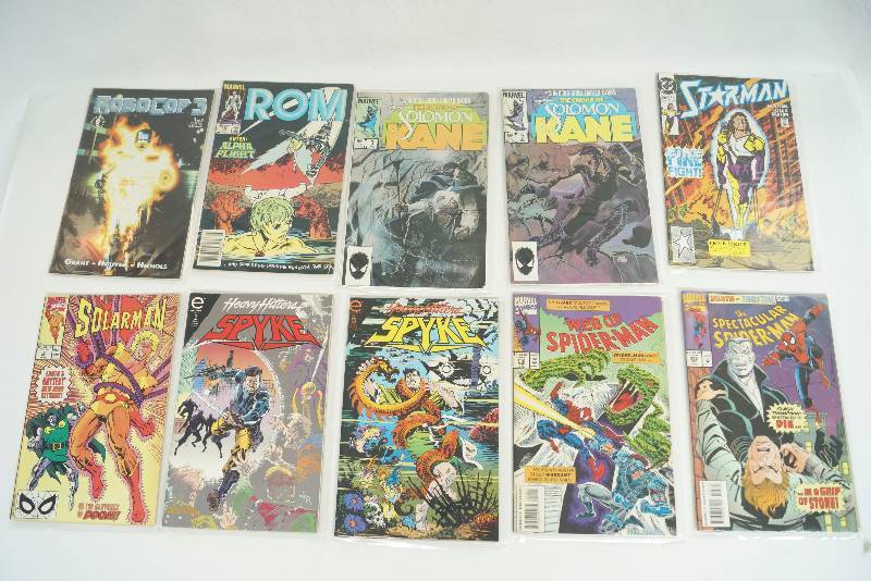 lot 2144 image: Lot of 10 Comic Books Marvel  DC Comics  Various - SPIDERMAN, RoboCop3, StarMan SPYKE and more