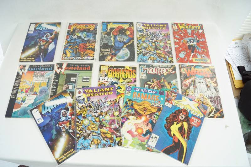 lot 2148 image: Lot of 14 Comic Books Marvel  DC Comics  Various - Vanguard, Wolfpack, X FACTOR, Warp and More