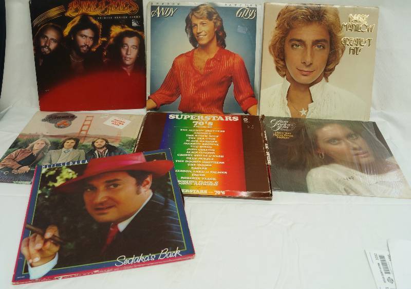 lot 1030 image: Lot of Record Albums - Mostly 1970s Super Stars Bee Gees, Andy Gibbm Barry Manilow and more See Photo