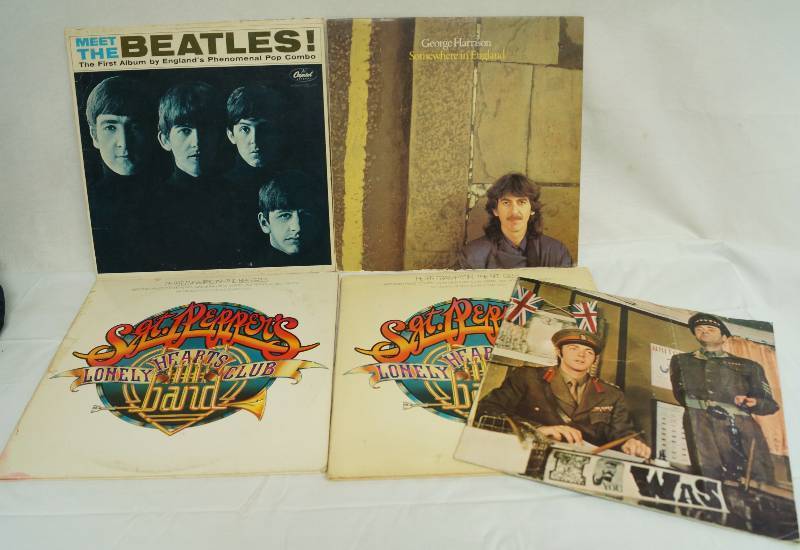 lot 1956 image: Lot of BEATLES and George Harrison Record Albums and an insert booklet See photos