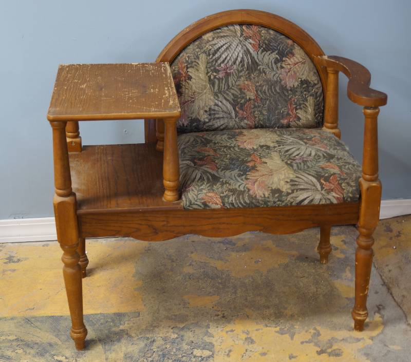 lot 9067 image: Neat Telephone Table - Great Restoration Project - Will need TLC but is VERY cool